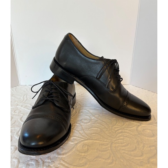 Brooks‎ Brothers 346 Black Leather Cap Toe Oxford Dress Shoes Men's Size 9.5D